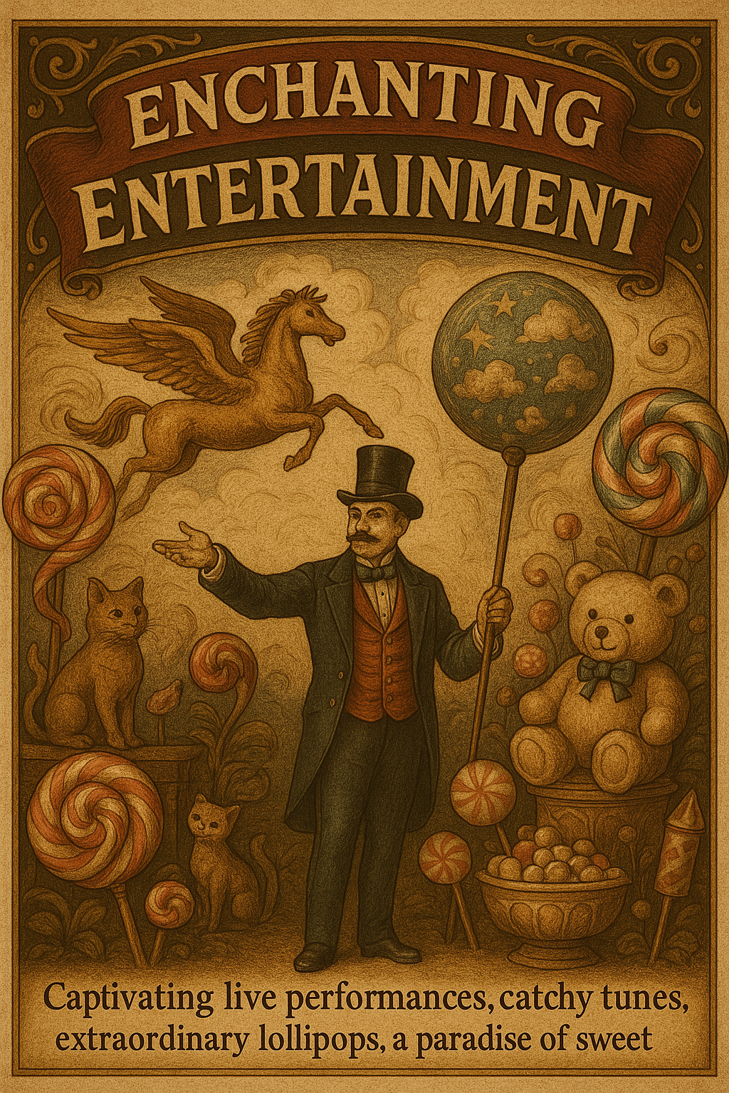A victorian style circus poster generated by ChatGPT