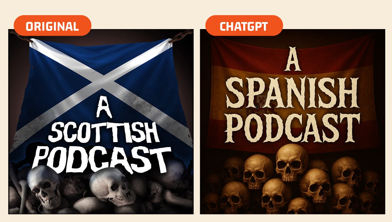 An AI generated copy of the "A Scottish Podcast" cover art titled "A Spanish Podcast"